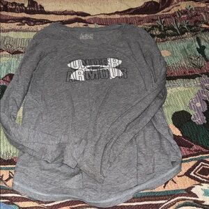 Under Armour Heather Gray Logo Long Sleeve